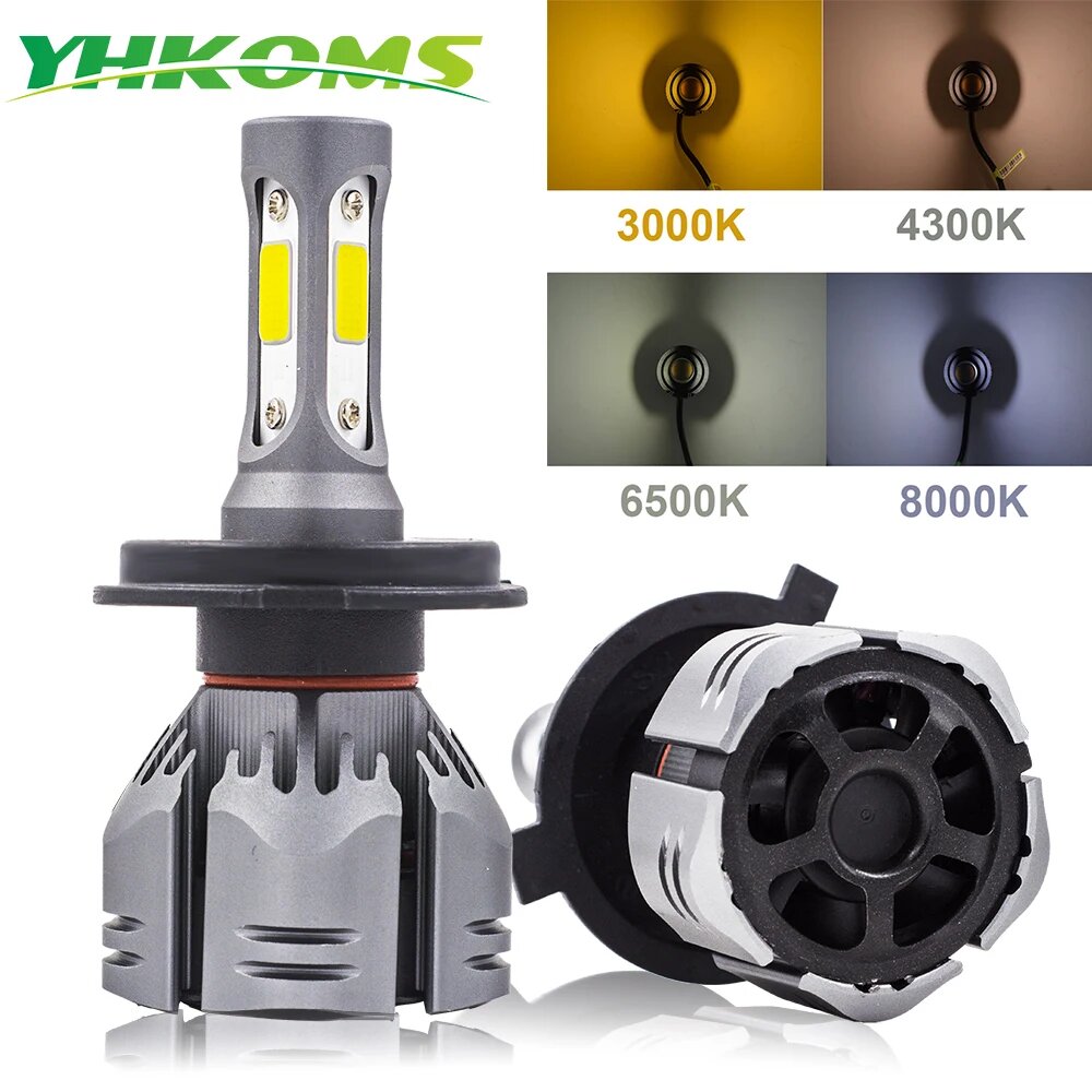 Автомобильные светодиодсветодиодный лампы YHKOMS H4 H7 H11 LED H1 H3 H8 H9 9005 9006 880 H27 881 K 3000K 4300K 6500K автомобильные передсветильник фары Противотуманные фары 12 В, 3000 К Золотой, 9007/HB5 высокий-низкий