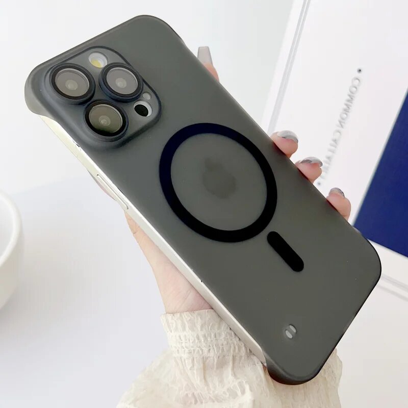 Безрамочный матовый чехол для телефона iPhone 15 14 Plus 13 12 11 Pro Max, ультратонкий Магнитный чехол для беспроводной зарядки Magsafe, Clear, For iPhone 15 — фото 1