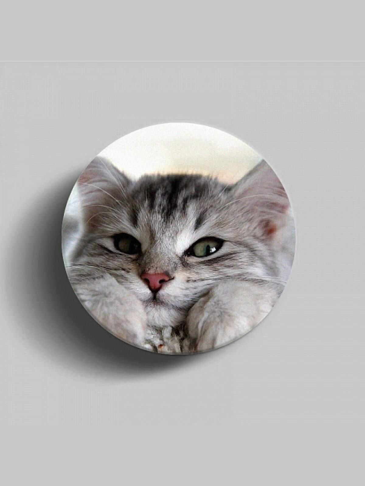 Попсокет - держатель для телефона "Котенок", подставка универсальная, глянцевый, пластик, серый