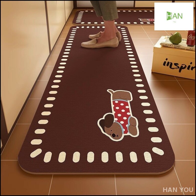 Эксклюзивный комплект из 2 противоскользящих ковриков с таксой 40x120 и 40x60 см для кухни устойчивых к загрязнениям