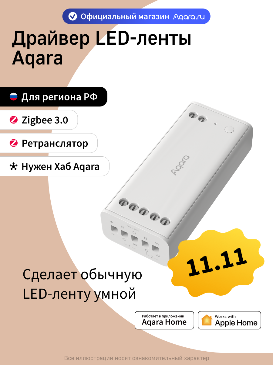 Умный драйвер для LED-ленты Aqara ZNDDMK11LM Zigbee 3.0 белый