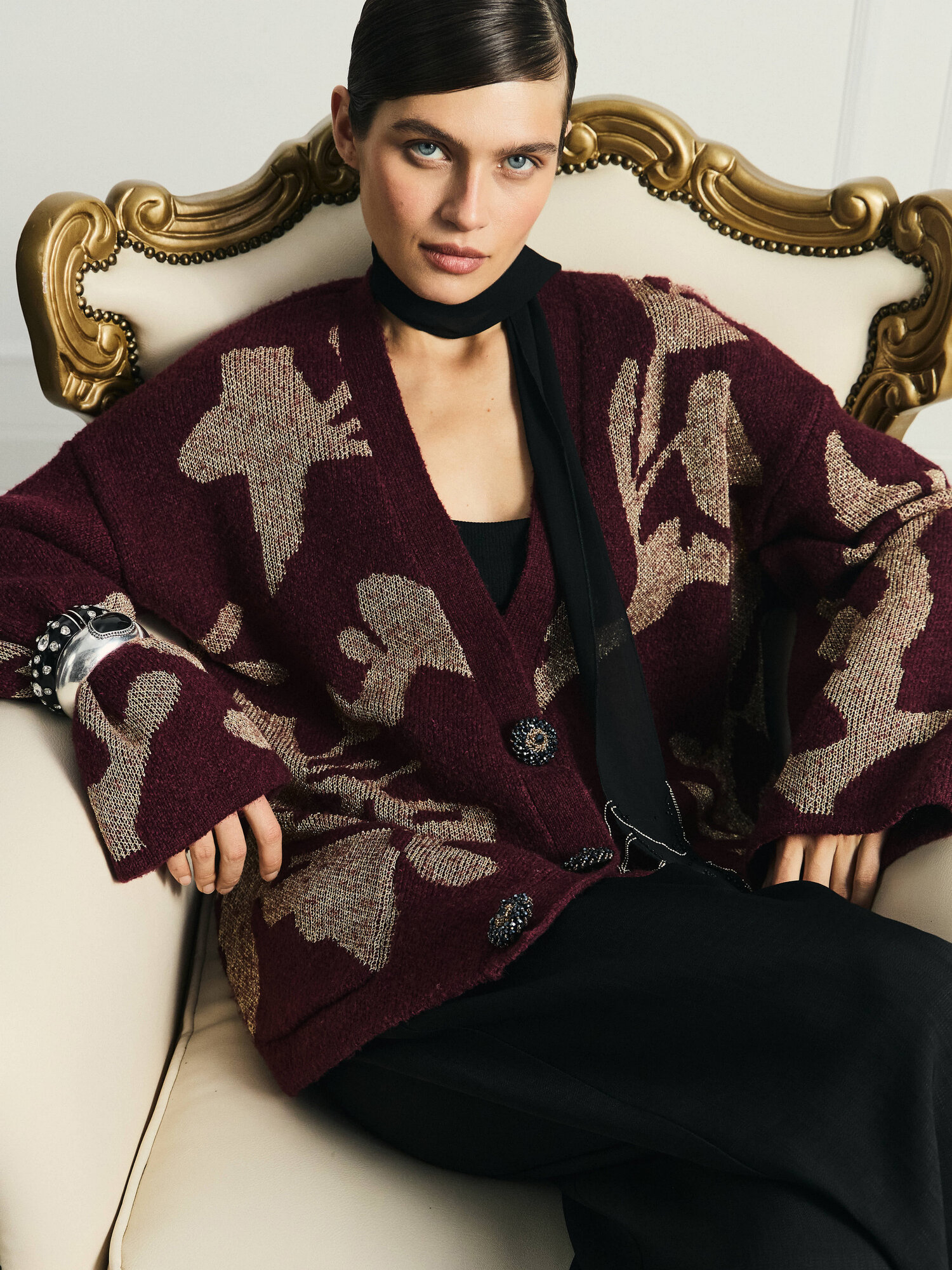 Кардиган ZARINA LIMITED BAROQUE NIGHT размер L-XL бордовый