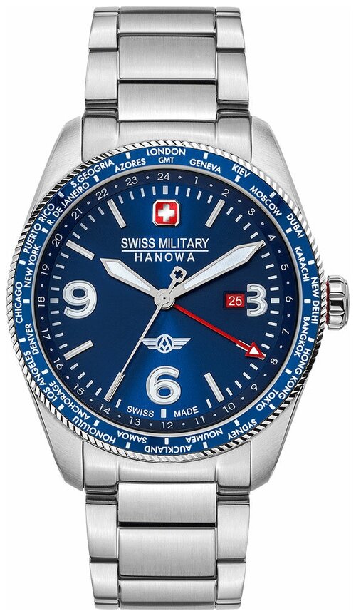 Наручные часы Swiss Military Hanowa Air, серебряный, синий