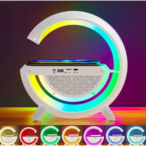 Настольная лампа и ночник RGB с беспроводной зарядкой для iphone, Samsung и т. д. Bluetooth колонкой, FM радио с аккумулятором HM-2301