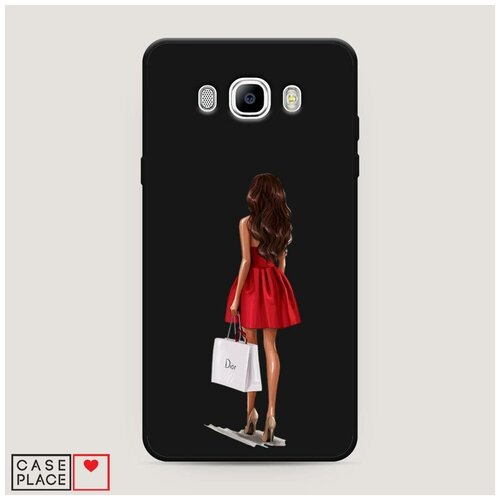 фото Чехол силиконовый матовый samsung galaxy j7 2016 девушка в красном мини-платье case place