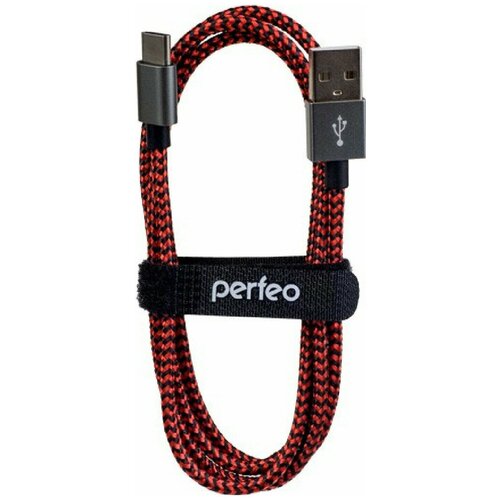 PERFEO Кабель USB2.0 A вилка - USB Type-C вилка, черно-красный, длина 1 м. (U4901) aux кабель 3 5 3 5 aksberry r150 круглый в тканевой оплетке черный 1м