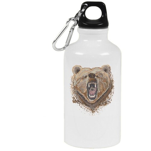 Бутылка с карабином CoolPodarok Животные Медведь из пикселей