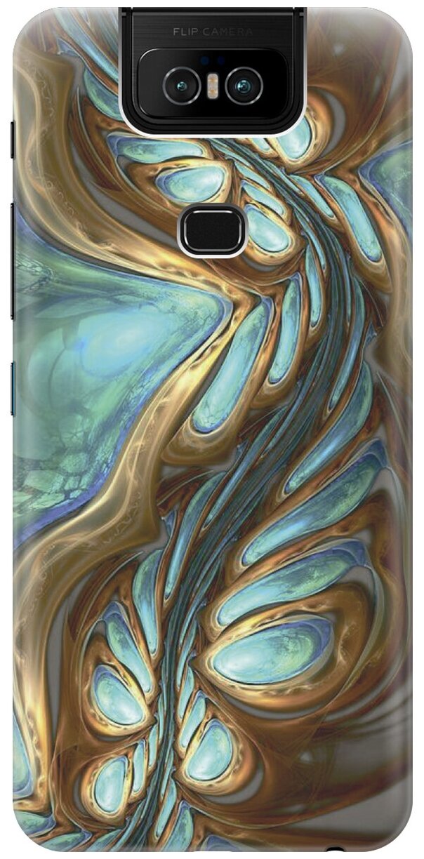 Силиконовый чехол Голубо-золотая абстракция на ASUS ZenFone 6 ZS630KL / Асус Зенфон 6