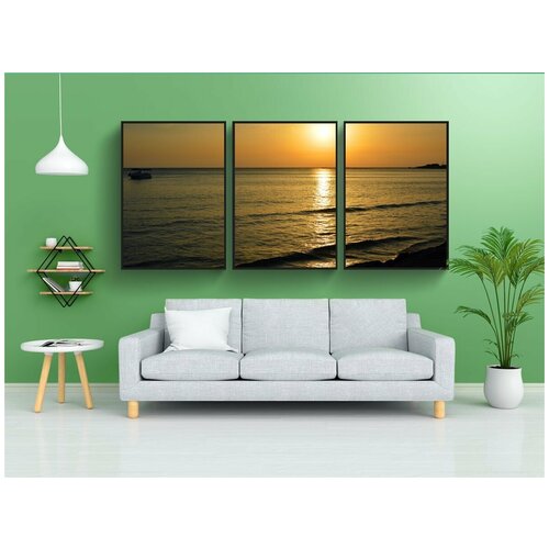 фото Набор модулных постеров для интерьера "заход солнца, канун, вечерняя атмосфера" 60x90 см. в тубусе, без рамки lotsprints