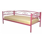 Кровать-кушетка Оптима Люкс металлическая 90х200 Red&Black розовый - изображение
