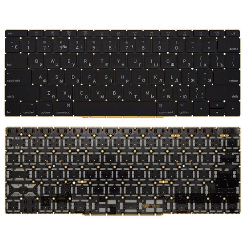 Клавиатура для ноутбука Apple MacBook Pro 13 A1708 черная с подсветкой V2 7800₽
