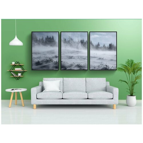 фото Набор модулных постеров для интерьера "зима, снег, фрост" 60x90 см. в тубусе, без рамки lotsprints