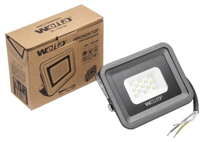 WOLTA Прожектор светодиодный WOLTA WFL-10W/06 10 Вт 5500K SMD IP 65 цвет серый слим