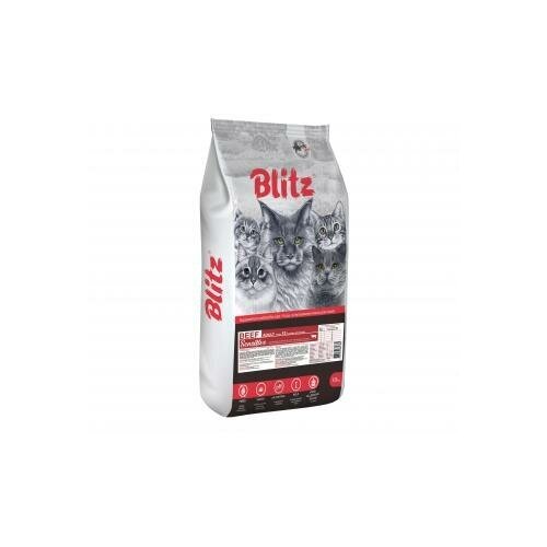 Blitz Adult Cats Beef 10кг сухой корм для кошек с говядиной Арт. BCD12-1-10000 mera cats adult all cats chicken сухой корм для кошек с курицей 2 кг