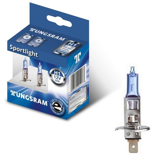 фото Лампы tungsram "sportlight", h1, +50%, 12v, 55w, p14,5s, 3800k, комплект 2 шт.