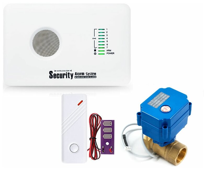 Готовый комплект GSM системы защиты от протечек воды Страж Аква-Контроль-1021GSM