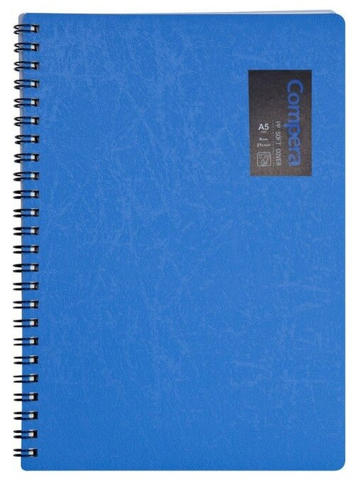 Блокнот на пружине A5 в линейку 50 листов COMIX Compera Original, обложка синяя
