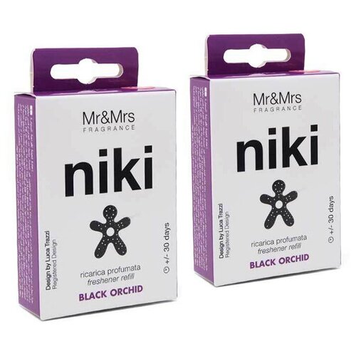Mr&Mrs Fragrance, Сменный блок ароматизатора для автомобиля NIKI Black Orchid (Черная Орхидея)-2шт.
