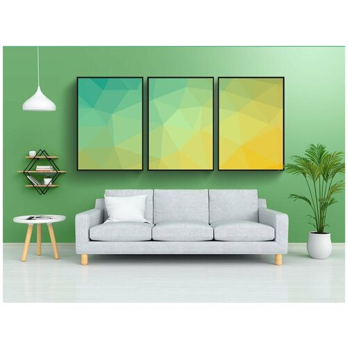 фото Набор модулных постеров для интерьера "треугольники, абстрактный, формы" 60x90 см. в тубусе, без рамки lotsprints