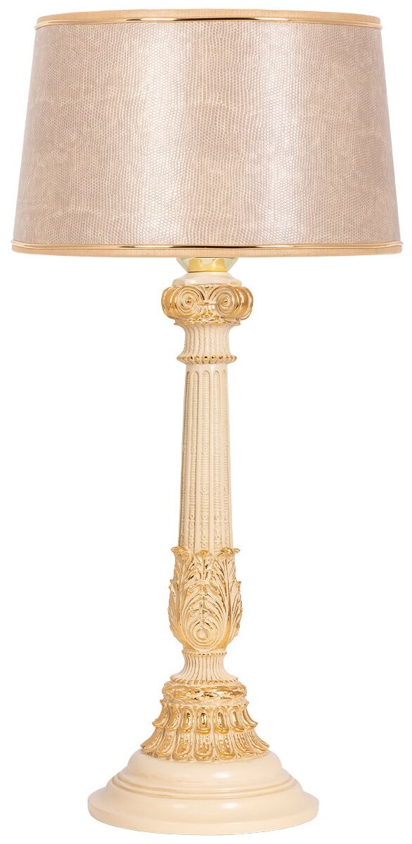 Настольная лампа Bogacho Колонна испанская бронзовая с темно-бежевым абажуром Тюссо Hoff - фото №8