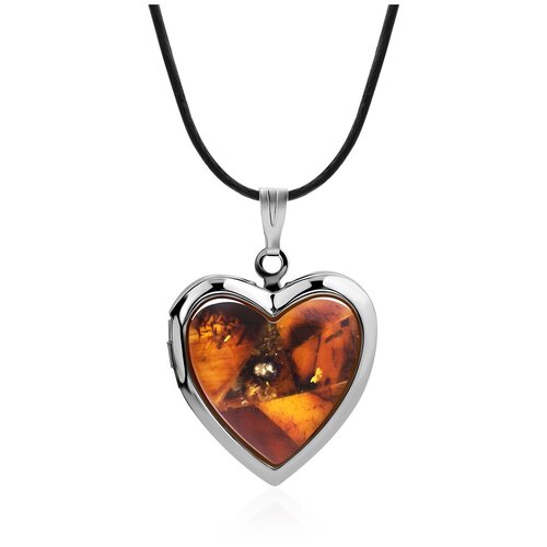 фото Amberholl подвеска-медальон, украшенная янтарной мозаикой «сердце»