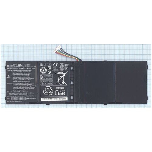 Аккумуляторная батарея iQZiP для ноутбука Acer Aspire V7-482 (AP13B3K) 15V 3560mAh 53Wh аккумулятор acer ap13b3k al13b3k ap13b8k es1 511 v5 472 v7 581 r7 571 15 2v 3560mah