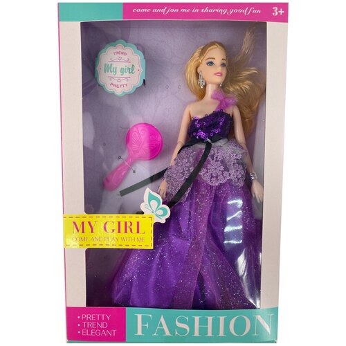 Кукла модель / Кукла в красивом платье / Кукла модница / Кукла красотка / Подарок / Кукла в длинном платье FASHION / фиолетовое платье