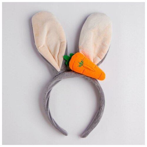 Карнавальный ободок «Зайка», с морковкой, цвета микс