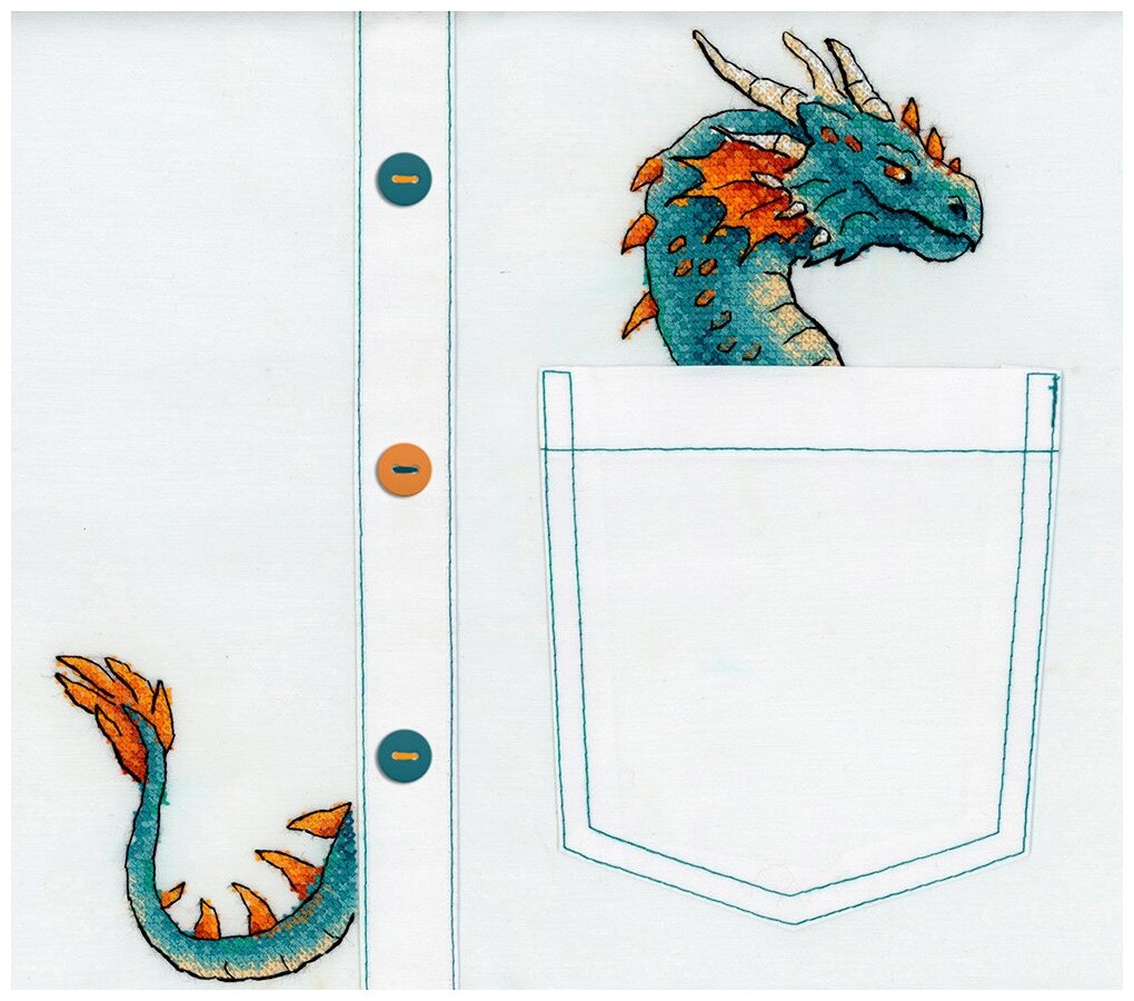 Набор для вышивания М. П. Студия Вышивка на одежде В-252 Благородный дракон 8 х 8 см