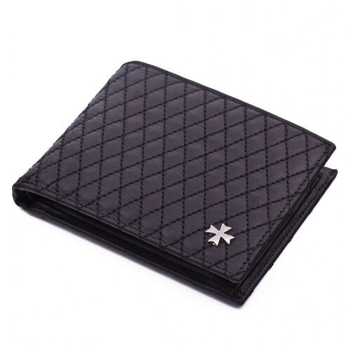 Портмоне NARVIN, натуральная кожа, без застежки, отделения для карт и монет, черный