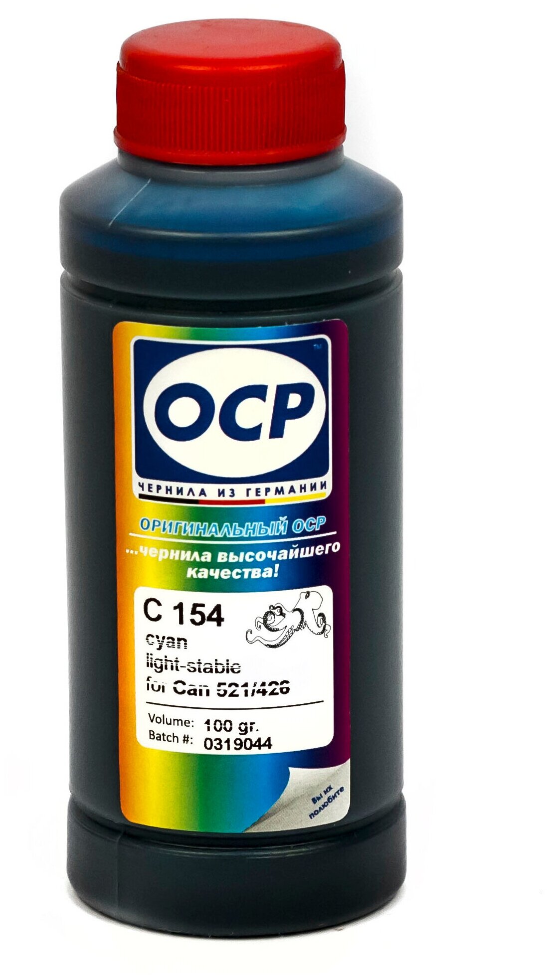 Чернила OCP C154 голубые водорастворимые для картриджей Canon PIXMA: CLI-521C и CLI-426C cyan 100мл.