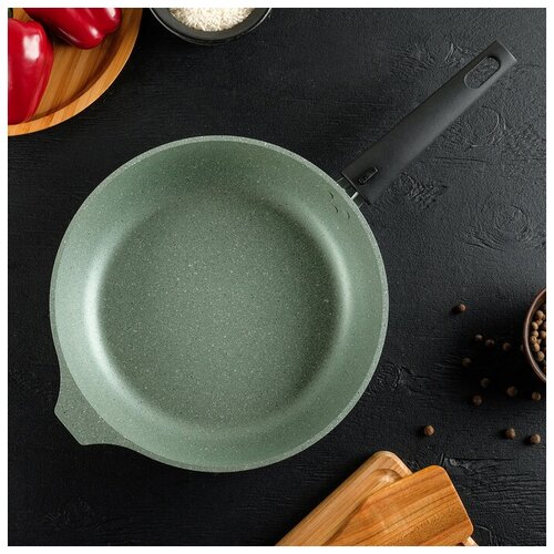 фото Kukmara сковорода 26 см «мраморная», съёмная ручка, цвет фисташковый