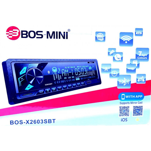 Автомагнитола+Bluetooth+USB+AUX+Радио Bos Mini X2603SBT