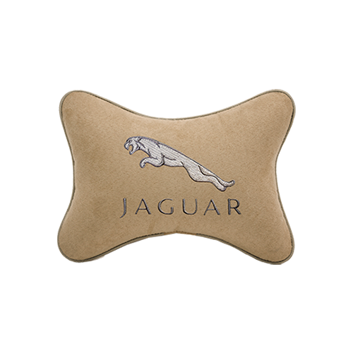 фото Подушка на подголовник алькантара beige с логотипом автомобиля jaguar vital technologies