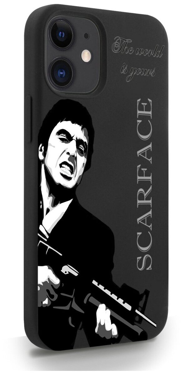 Черный силиконовый чехол MustHaveCase для iPhone 12 Mini Scarface Tony Montana/ Лицо со шрамом для Айфон 12 Мини Противоударный