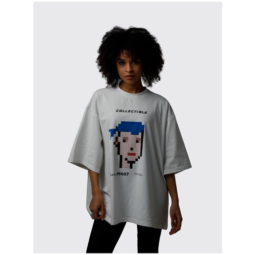 Футболка  COLLECTIBLE, оверсайз, круглый вырез, дышащий материал,  размер One Size, белый