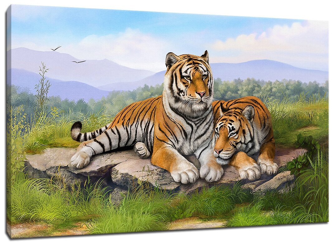 Картина Уютная стена "Картина с тиграми" 100х60 см