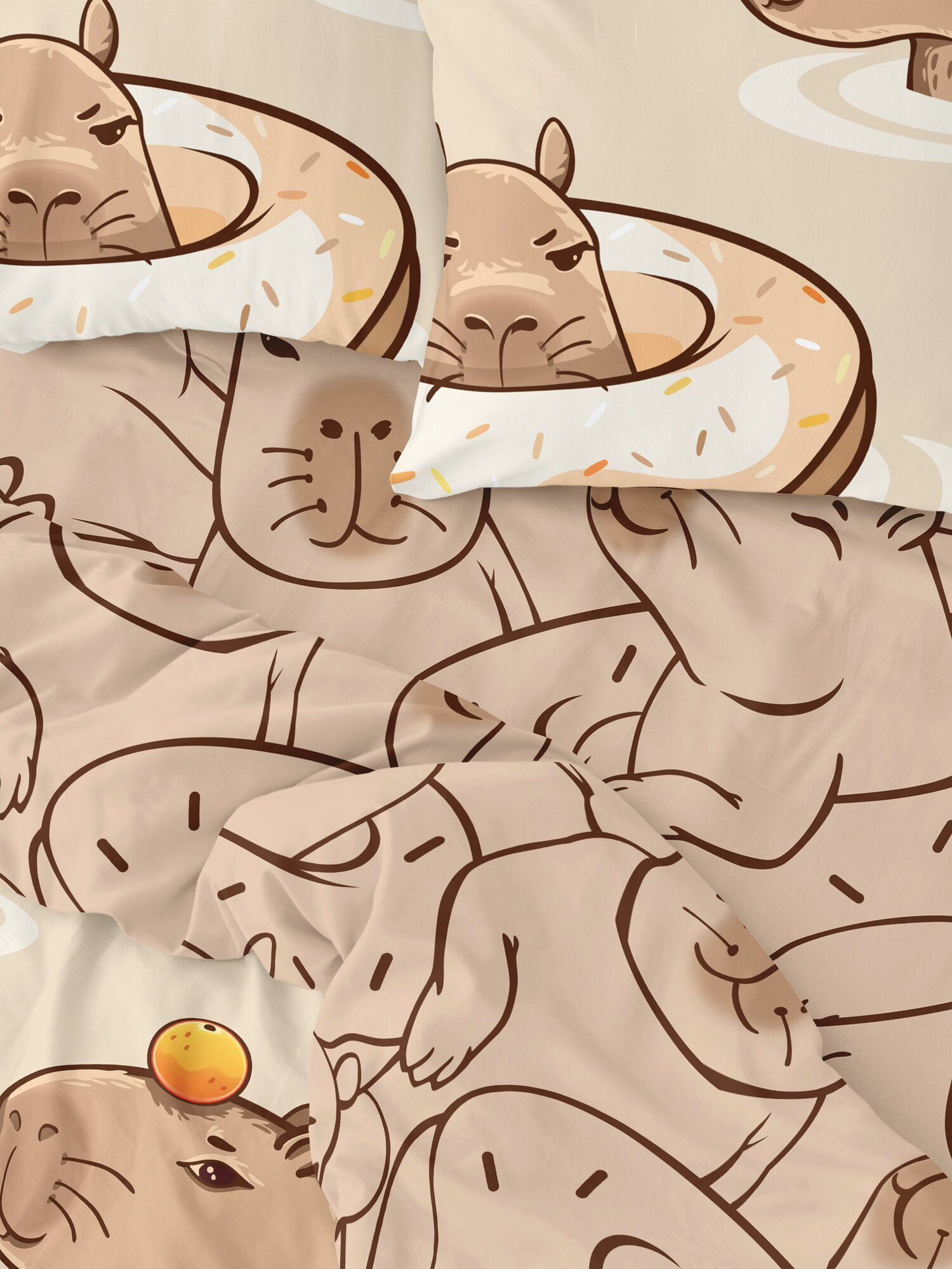 Постельное белье / комплект постельного белья 1.5 перкаль "Crazy Getup" (70х70) рис. 16767-1/16768-1 Capybara - фотография № 3