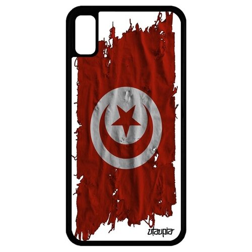 фото Модный чехол на мобильный // iphone xr // "флаг туниса на ткани" патриот страна, utaupia, белый