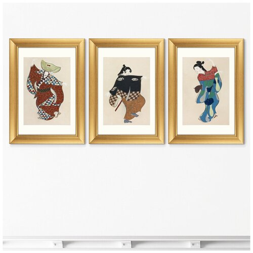 фото Набор из 3-х репродукций картин в раме dancers from momoyogusa–flowers, 1909г. размер картины: 50,5х70,5см картины в квартиру