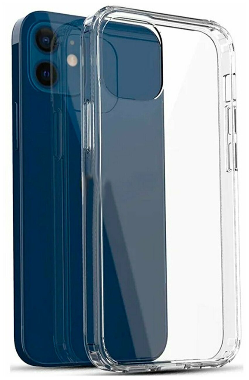 Ультратонкий силиконовый чехол для телефона Apple iPhone 12 mini / Прозрачный защитный чехол для Эпл Айфон 12 мини / Premium силикон (Черный прозрачный)