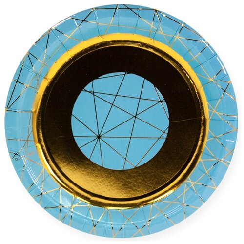 фото Ukid gift набор одноразовых тарелок "геометрия линий", 9'/23 см - 6 шт, голубой дон баллон
