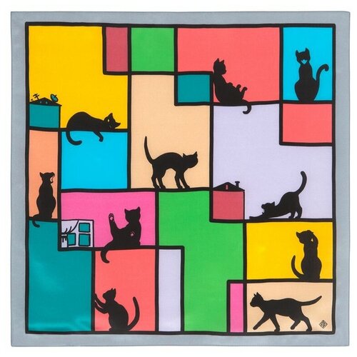 фото Павловопосадский платок кошкин дом 10987-1 павловопосадская платочная мануфактура