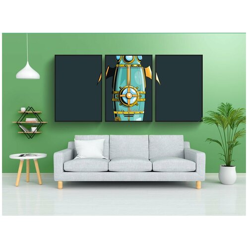 фото Набор модулных постеров для интерьера "ракета, стимпанк, научная фантастика" 60x90 см. в тубусе, без рамки lotsprints