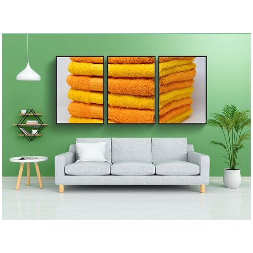 фото Модульный постер "полотенца, желтый, апельсин" 180x90 см. из 3х частей в тубусе, без рамки lotsprints