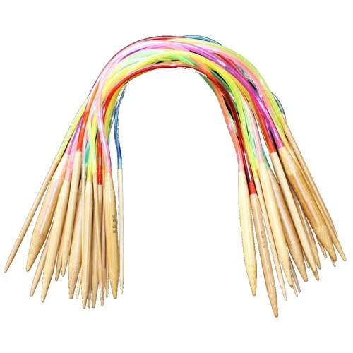 Lets make Спицы круговые бамбуковые 40 см 3.5 мм с цветным тросиком