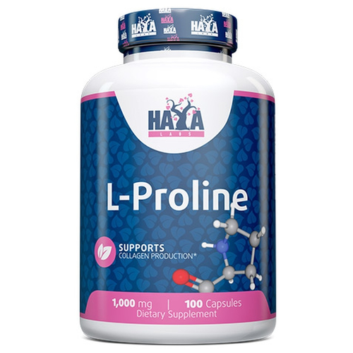 Haya Labs L-Proline 1000 mg (100 капс) аминокислота l пролин 500мг swanson 100 капсул для суставов связок кожи волос ногтей для мужчин и женщин