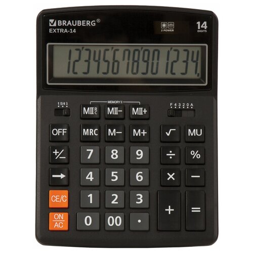 Калькулятор бухгалтерский BRAUBERG Extra-14, черный