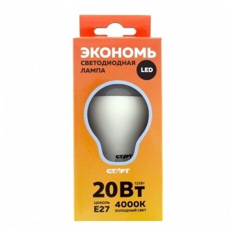 Лампа светодиодная старт ECO LEDGLSE27 20W 40 20Вт Е27 4000K BL1