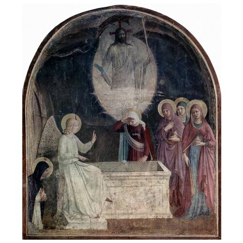 Репродукция на холсте Мария у могилы Христа (The Three Marys at the Tomb of Christ) Фра Беато Анджелико 40см. x 47см.